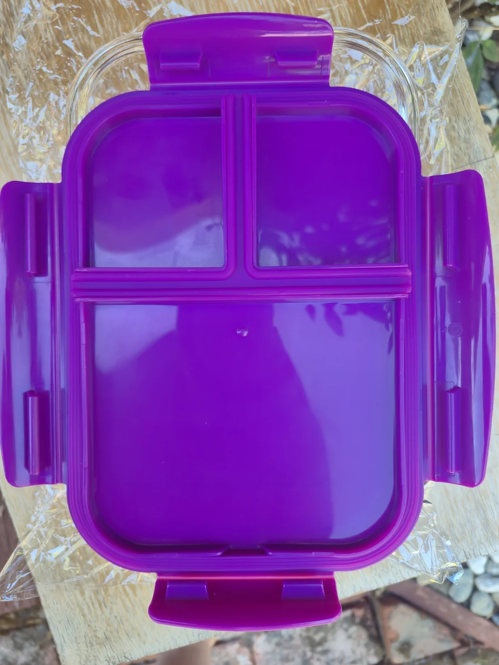 Bentgo Glass 3-Compartment Meal Container with Purple Lid